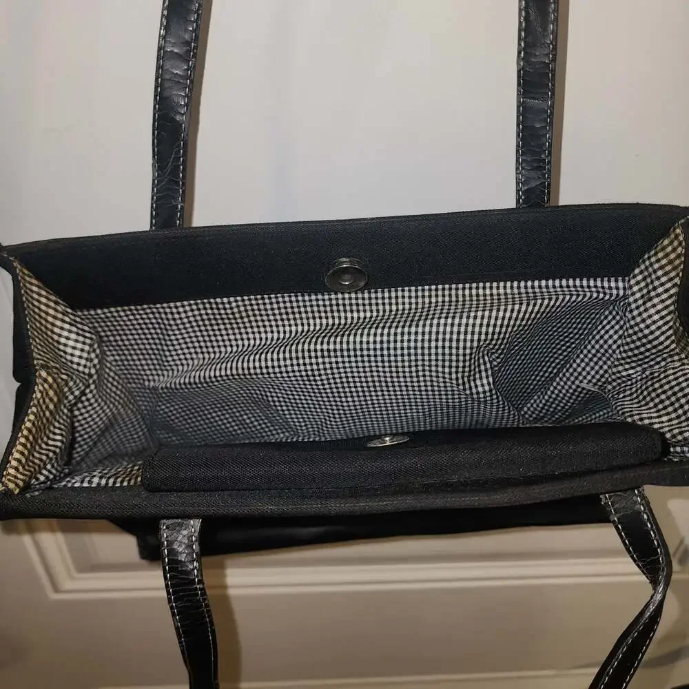 Kate Spade Black Canvas Tote Bag with Bow Detail